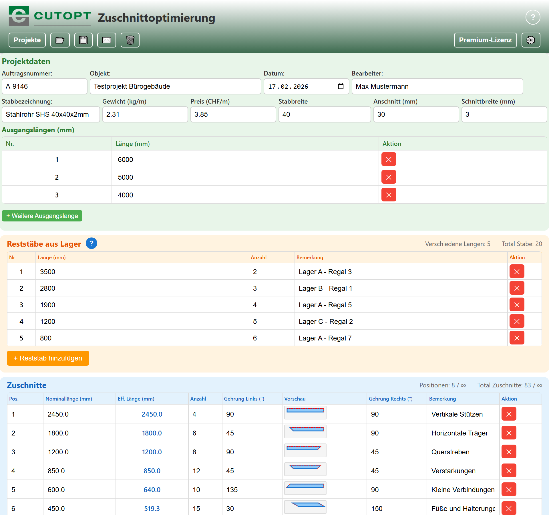 CUTOPT Application Screenshot