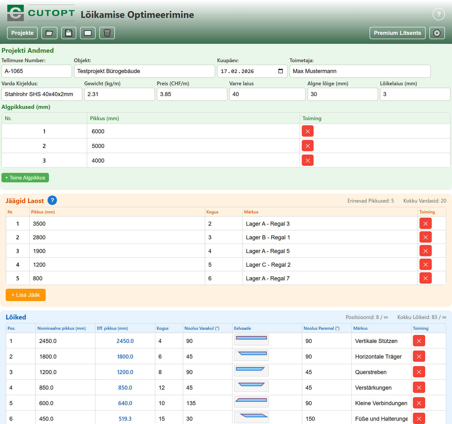 CUTOPT Application Screenshot