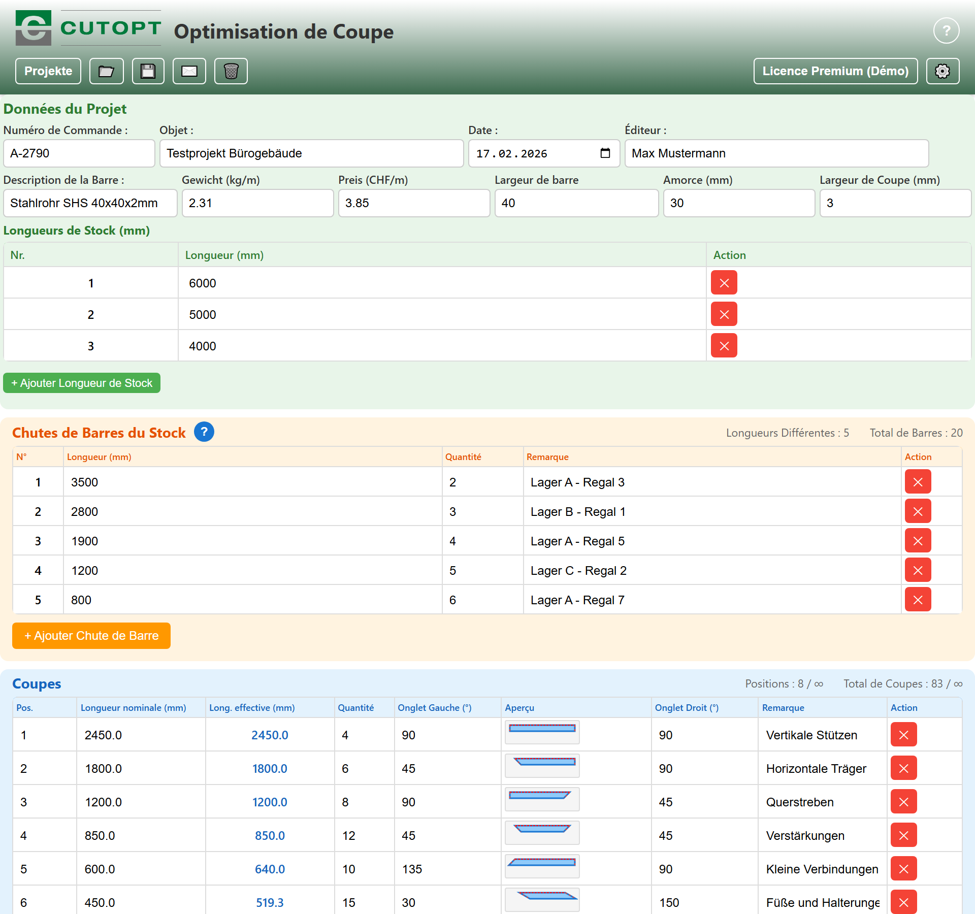 CUTOPT Application Screenshot