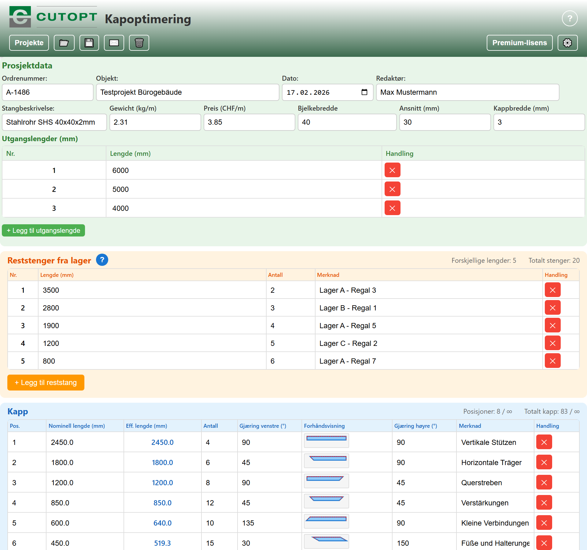 CUTOPT Application Screenshot