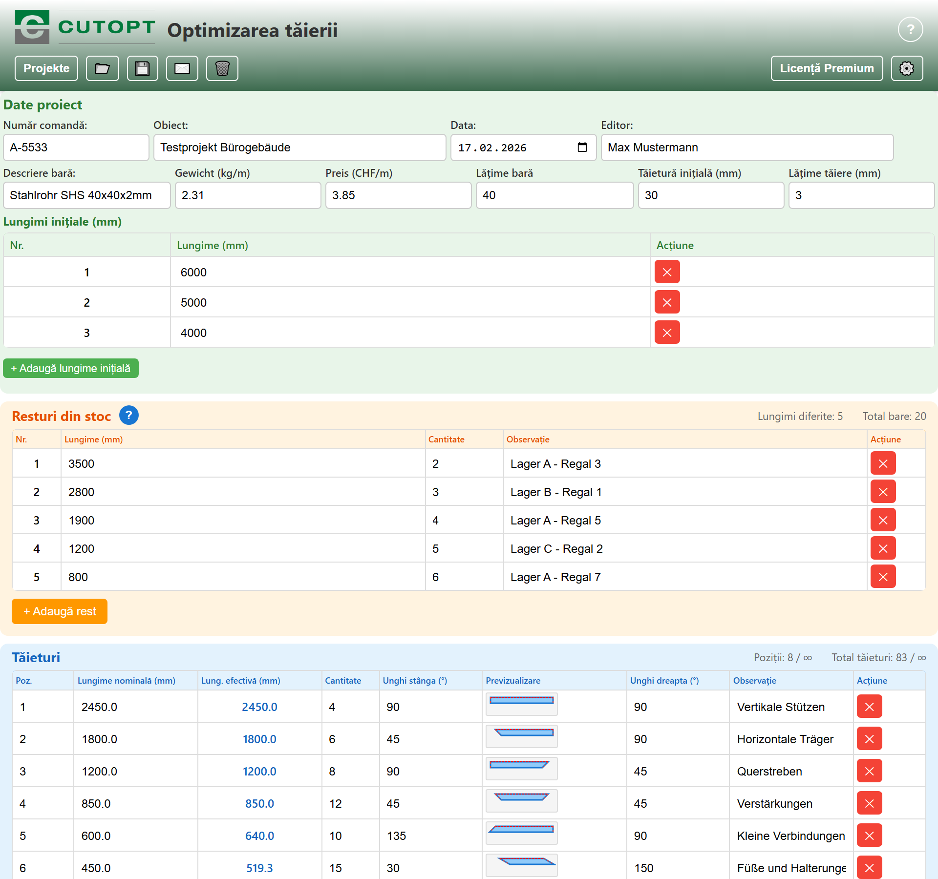 CUTOPT Application Screenshot