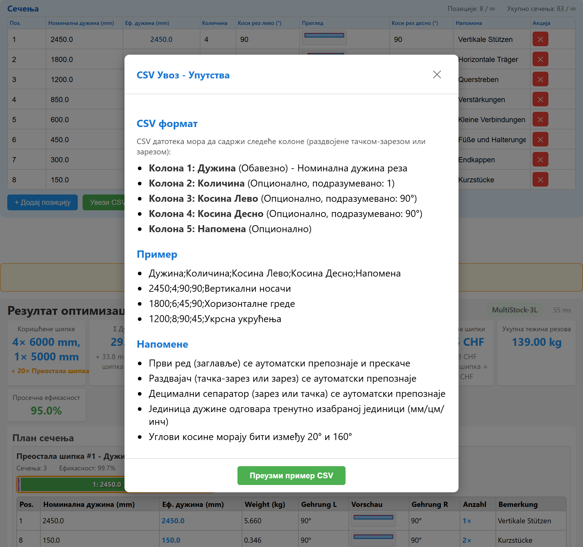 CSV uvoz