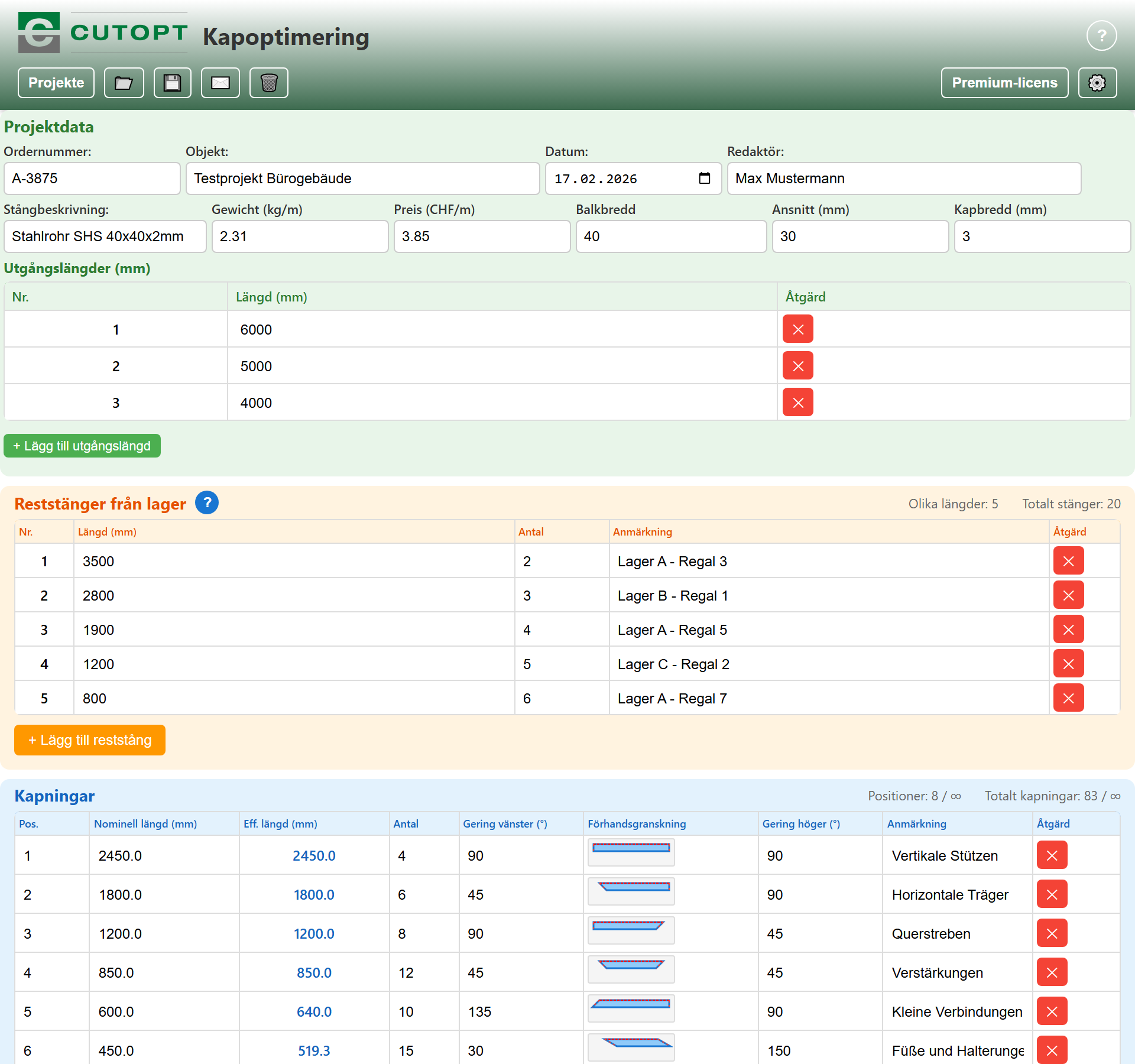 CUTOPT Application Screenshot